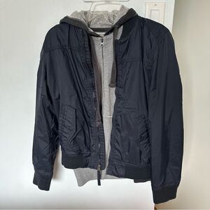 Mens lightweight bomber jacket bundle with Hoodie Zip Up Jacket - Navy Grey